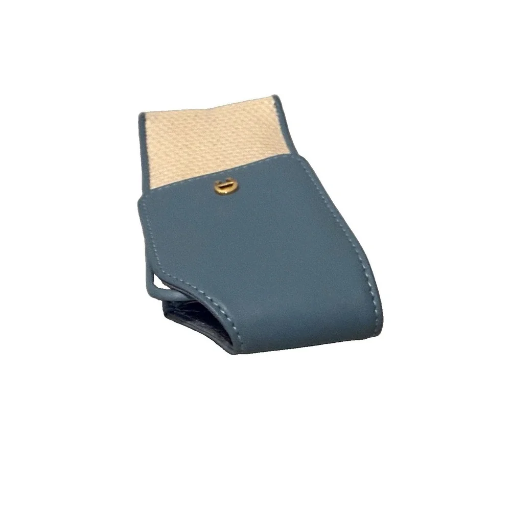 Aigner Blue Leather Straw Raffia Phone Sleeve Wrap Case Protective Pouch